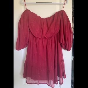 Off the shoulder red mini dress